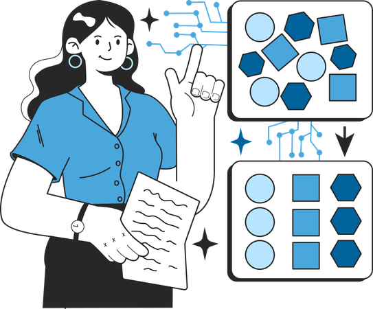 Artificial neural network training with a teacher  일러스트레이션
