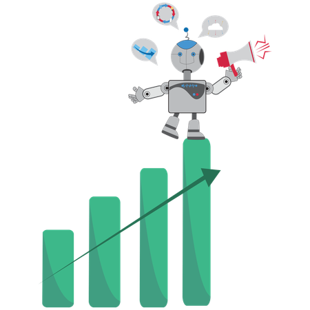 Artificially intelligent analyzing growth chart  Illustration
