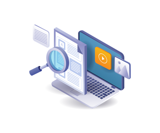 Artigos criativos da web em blogs de aplicativos de computador Ilustração