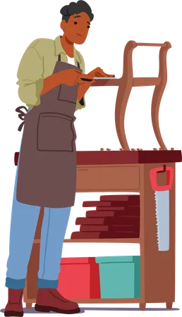 Carpentry Creative Profession Skilled Artisan Male Character Craft And Shape Woods Creating Functional And Artistic Furniture Blending Tradition With Innovation Cartoon People Vector Illustration Illustration