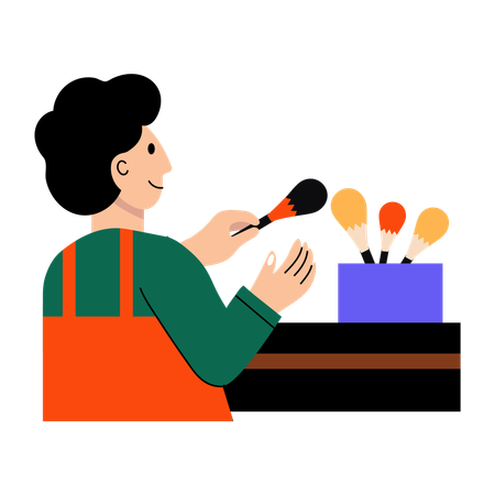 Artist brushes arranged in brush holder  Illustration