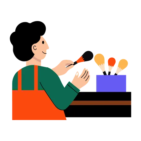 Artist brushes arranged in brush holder  Illustration