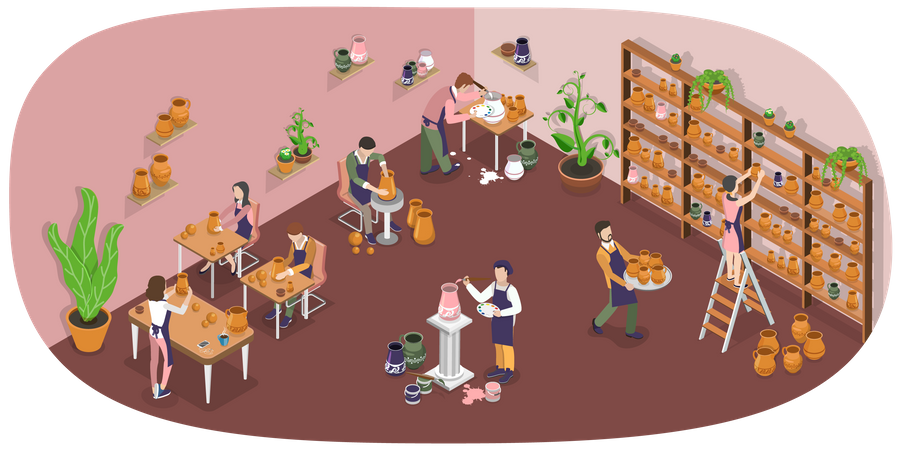 Artist During Handicraft  일러스트레이션