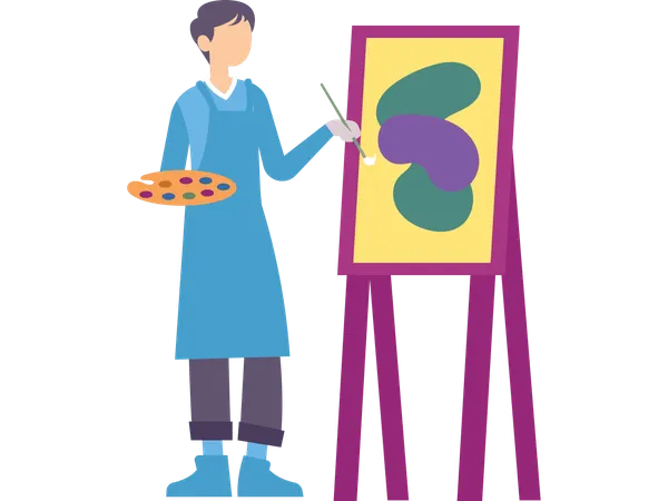 Artist making painting  Illustration