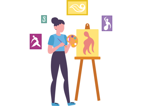 Artist making storyboard  Illustration