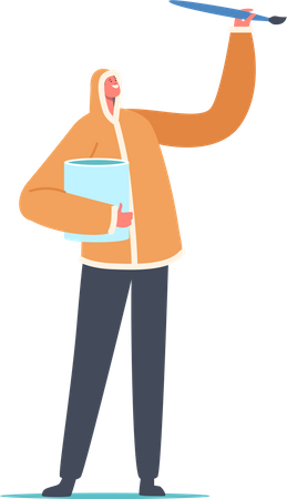 Artist man with paintbrush  Illustration