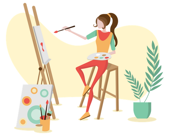 Artist painting  Illustration