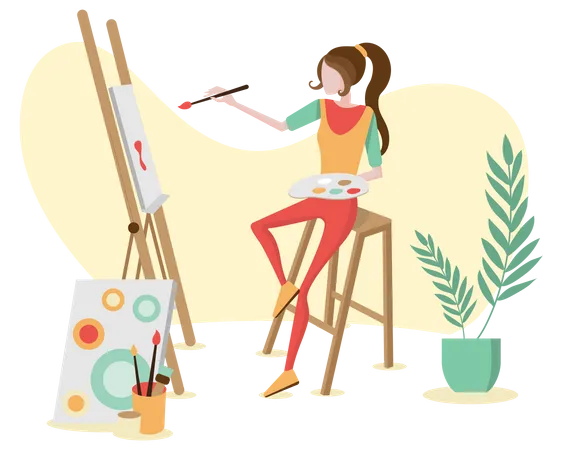 Artist painting  Illustration