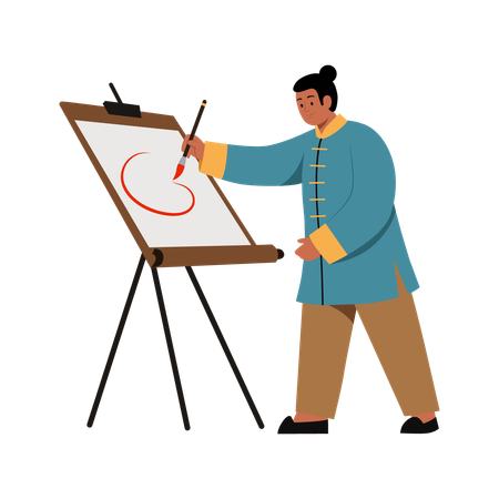 Artist Painting in Festival  Illustration
