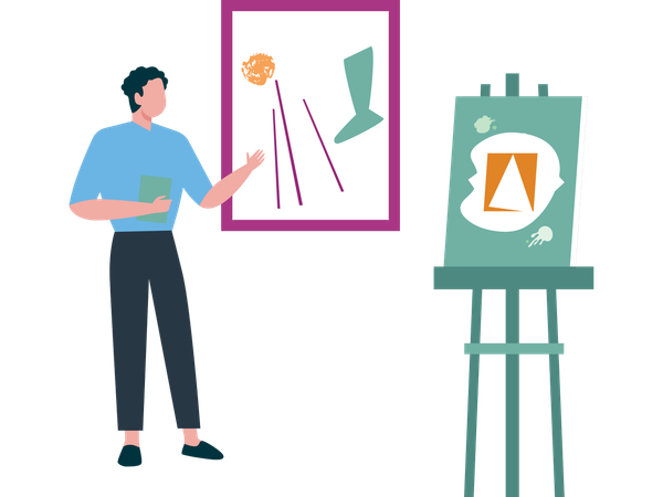 Artista conceptual haciendo pintura  Ilustración