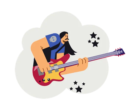 Artista de banda de rock toca guitarra rock  Illustration