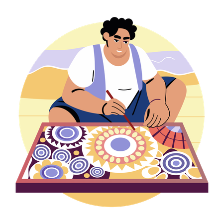Artista haciendo pintura  Ilustración