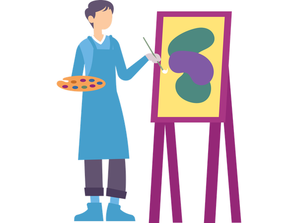 Artista haciendo pintura  Ilustración