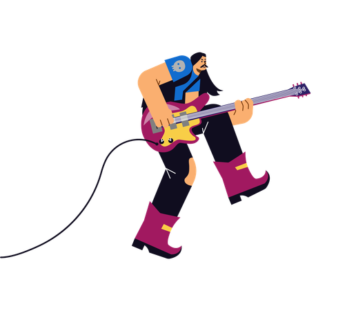 Artista talentoso toca guitarra rock  Illustration