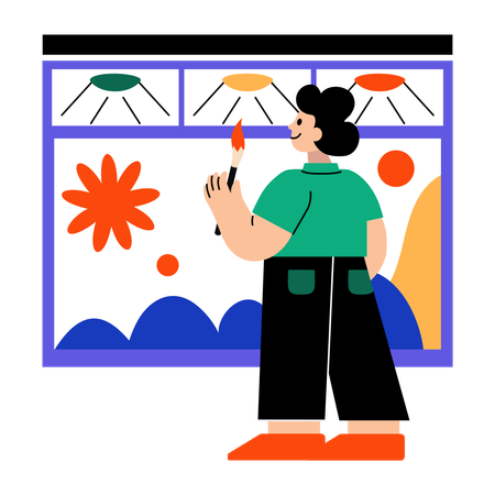 Artiste faisant de la peinture  Illustration
