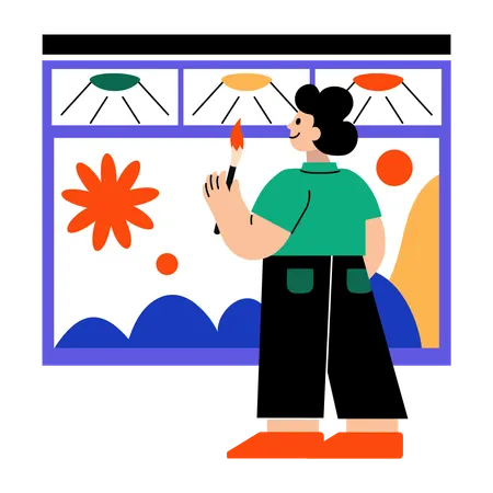 Artiste faisant de la peinture  Illustration
