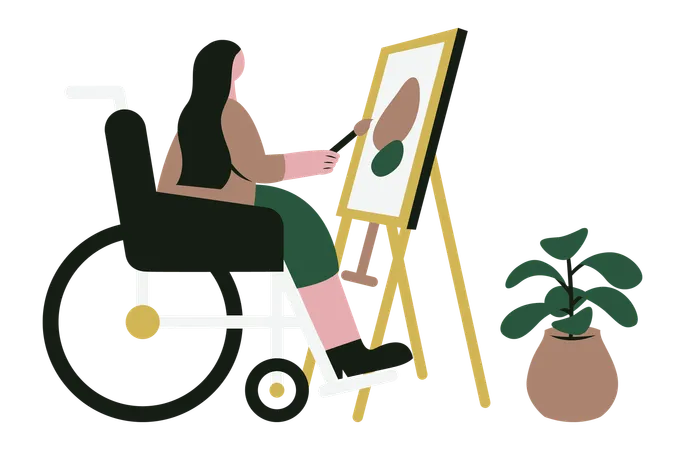 Artiste féminine en fauteuil roulant  Illustration