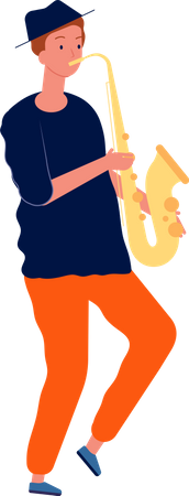 Artiste masculin jouant du saxophone  Illustration