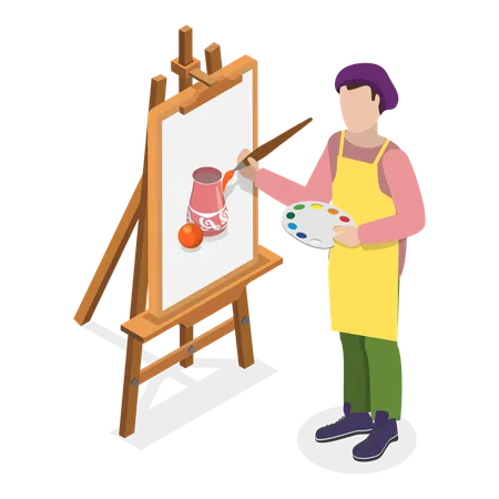 Artiste masculin faisant de la peinture  Illustration