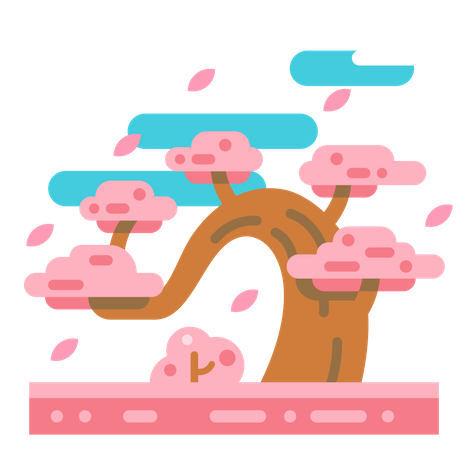 Árvore de flor de cerejeira  Ilustração