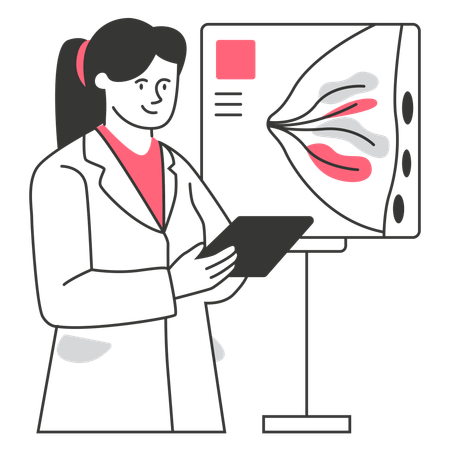 Arzt analysiert Ergebnisse einer Brustkrebsuntersuchung  Illustration