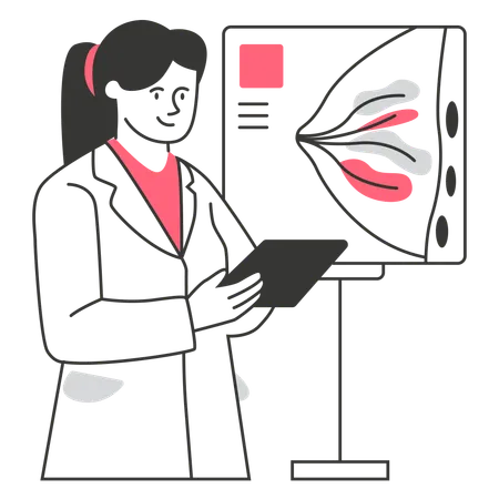 Arzt analysiert Ergebnisse einer Brustkrebsuntersuchung  Illustration