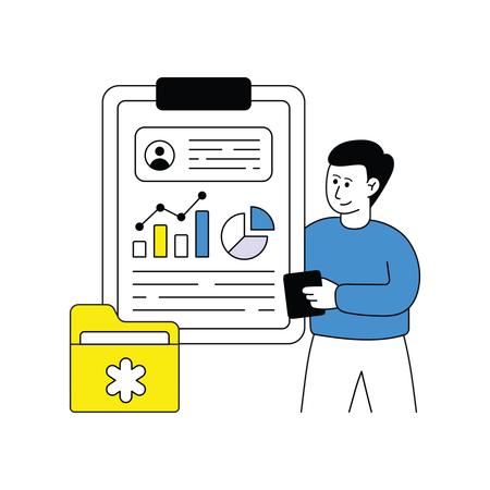 Arzt analysiert Gesundheitsdatenanalyse  Illustration