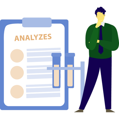 Arzt analysiert medizinischen Bericht  Illustration