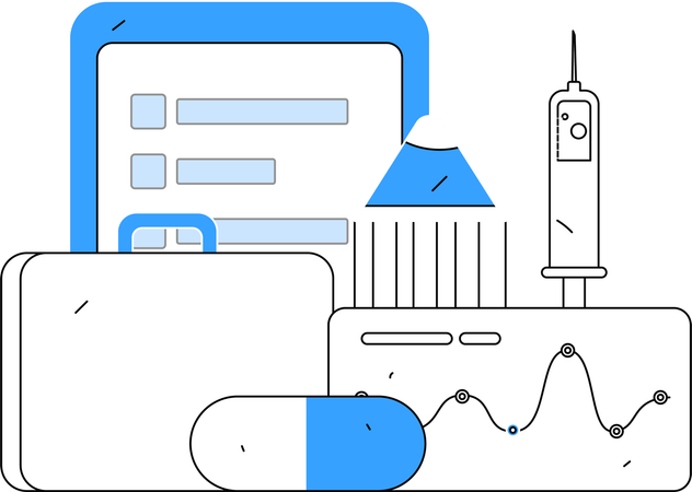 Arzt analysiert Röntgenbericht des Patienten  Illustration