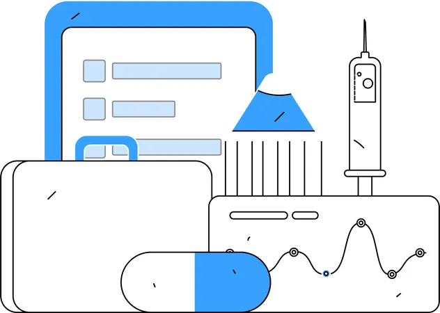 Arzt analysiert Röntgenbericht des Patienten  Illustration