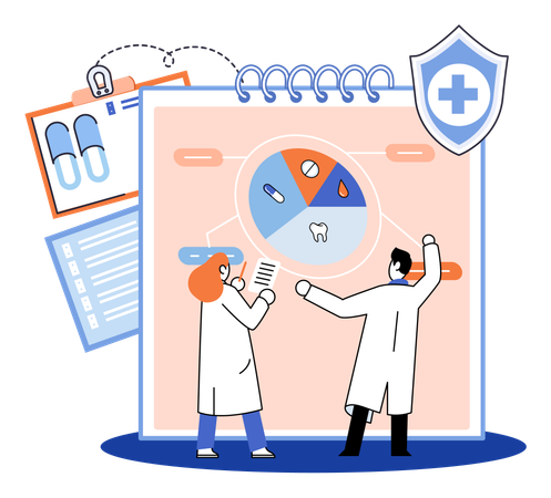 Arzt arbeitet an einem Online-Gesundheitsdienst  Illustration