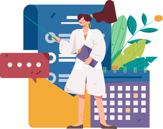 Arzt arbeitet mit medizinischem Zeitplan  Illustration