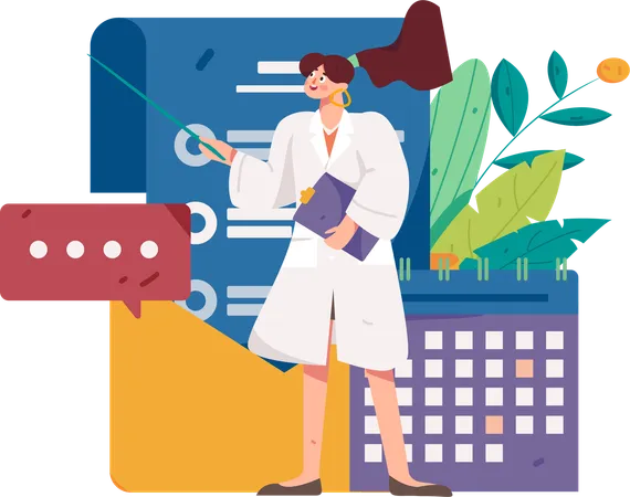 Arzt arbeitet mit medizinischem Zeitplan  Illustration