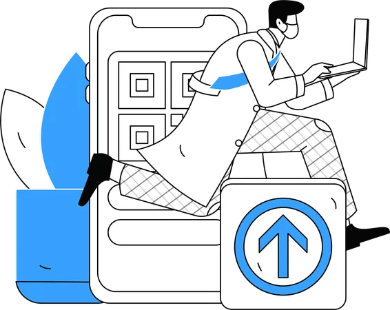 Arzt berät Patienten durch medizinische Anwendung  Illustration