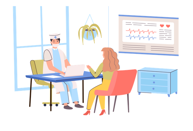 Arzt berät Patienten  Illustration