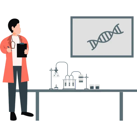 Arzt erstellt DNA-Berichte  Illustration