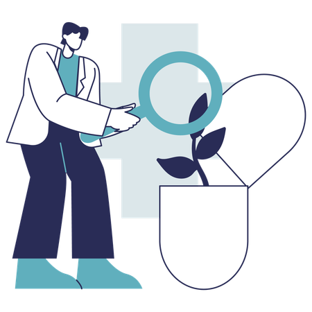 Arzt bereitet Kräutermedizin vor  Illustration
