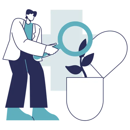 Arzt bereitet Kräutermedizin vor  Illustration