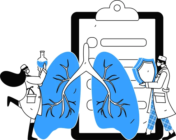 Arzt bereitet Lungenbericht des Patienten vor  Illustration