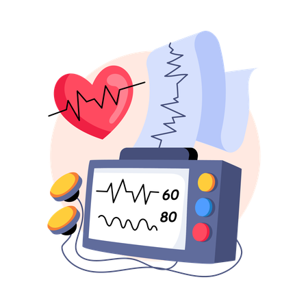 Blick des Arztes auf das EKG-Gerät  Illustration