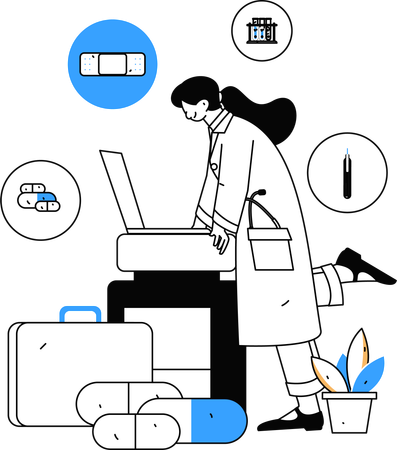 Arzt, der medizinische Versorgungsleistungen erbringt  Illustration