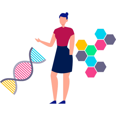 Arzt erklärt die Struktur der DNA  Illustration