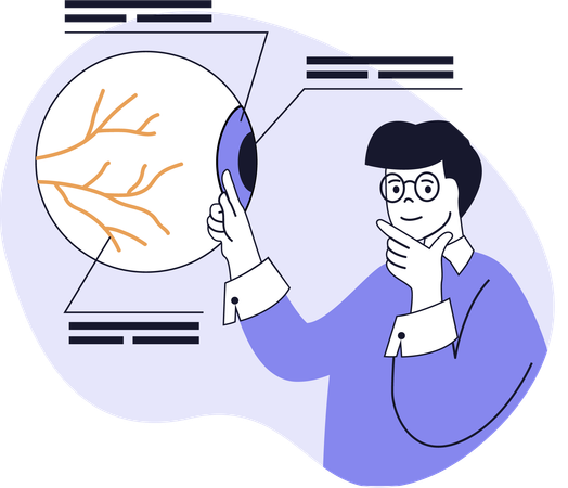 Arzt erforscht das menschliche Auge  Illustration