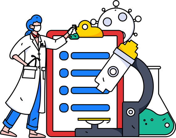 Arzt führt Experiment mit Chemikalien durch  Illustration