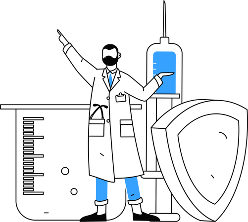 Arzt führt Laboruntersuchungen zu Chemikalien durch  Illustration