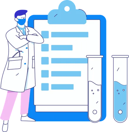 Arzt führt medizinische Laboranalyse durch  Illustration