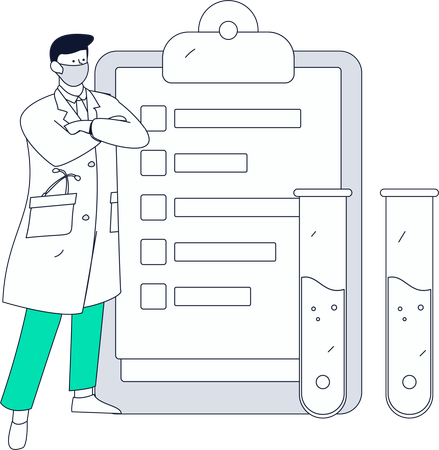 Arzt führt medizinische Laboranalyse durch  Illustration