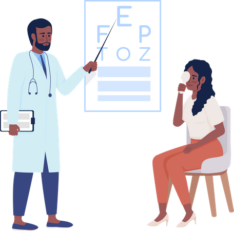 Arzt führt Sehtest durch  Illustration