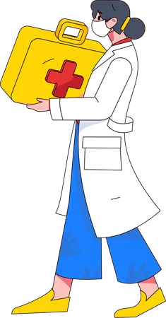 Arzt hält Erste-Hilfe-Kasten  Illustration