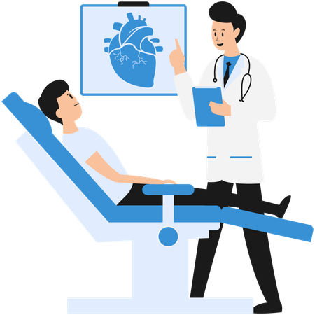 Arzt identifiziert Krankheitsprobleme im Herzen des Patienten  Illustration